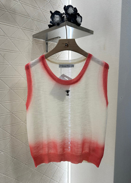 25ss round neck gradient knitted vest-2