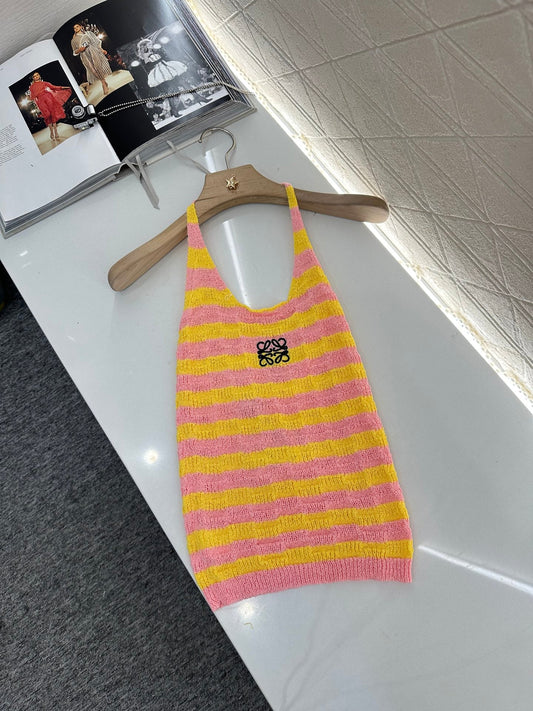 25ss embroidered halter neck vest