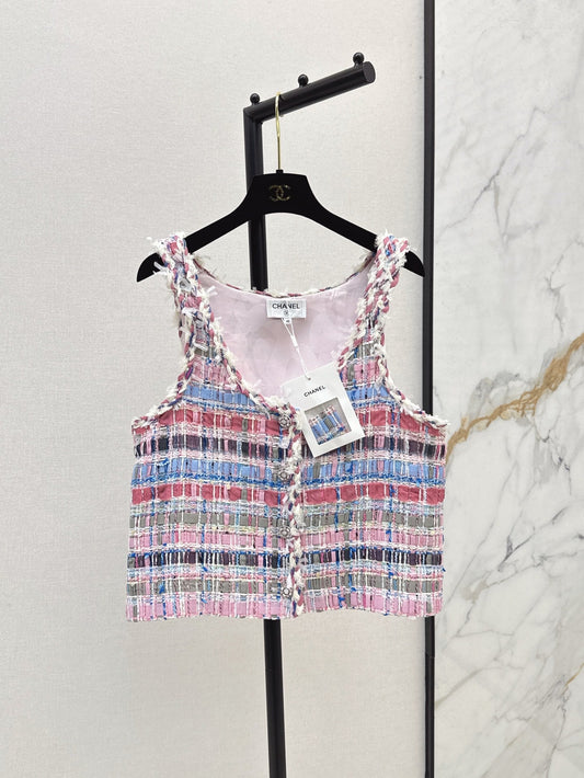 25ss rough floral short vest