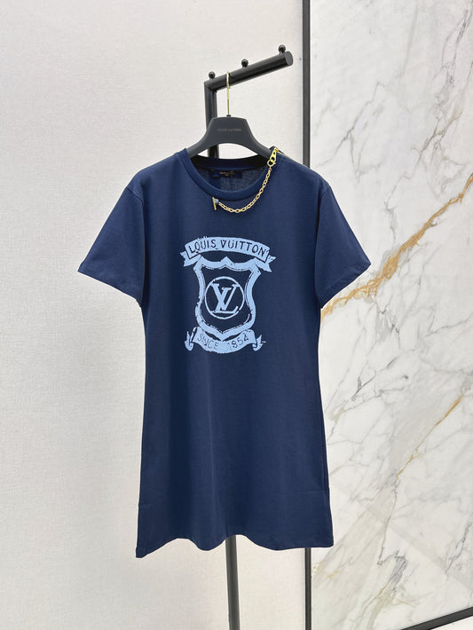 25ss logo print chain short sleeve dress