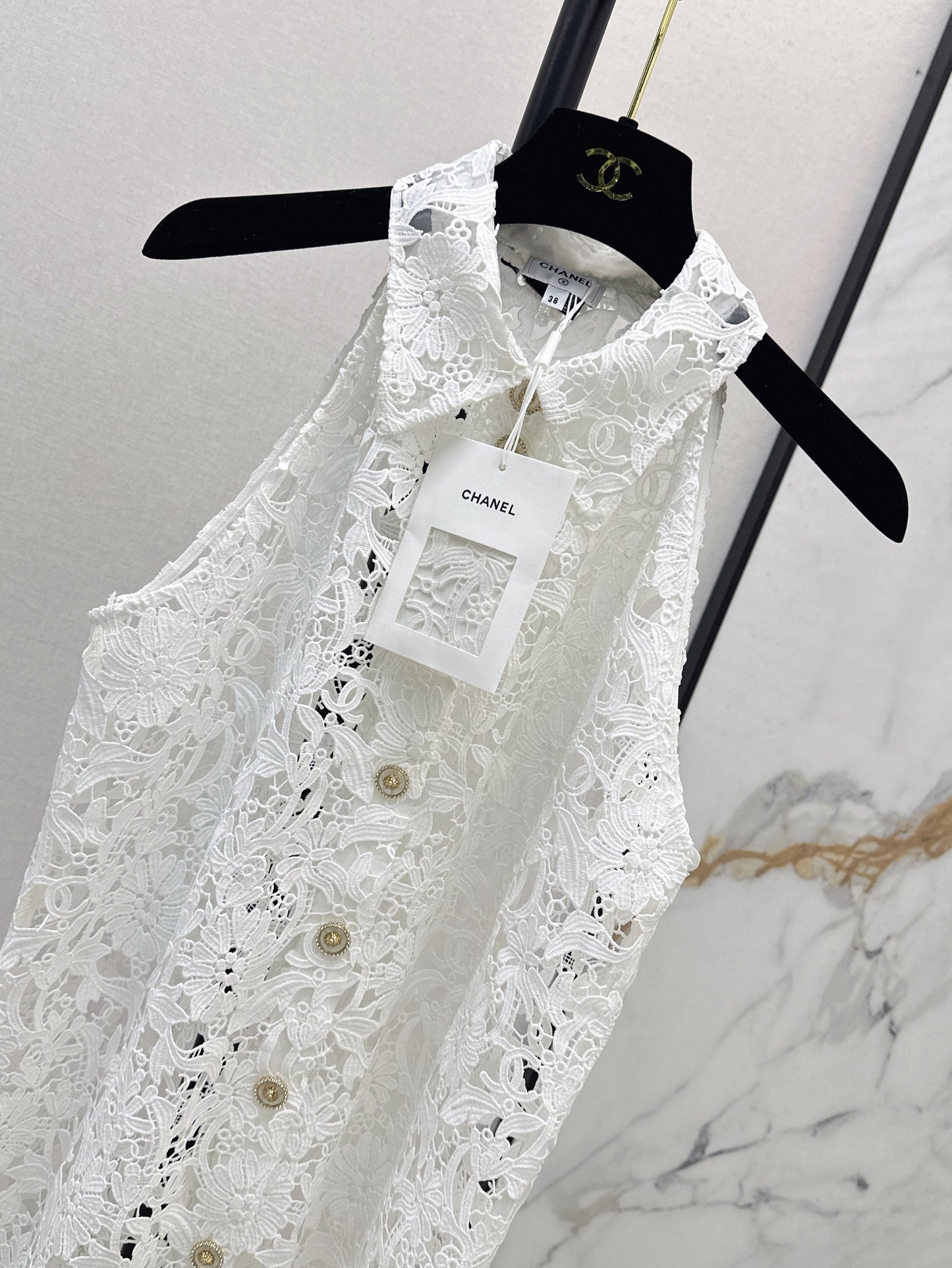 25ss hollow embroidered pattern cardigan vest