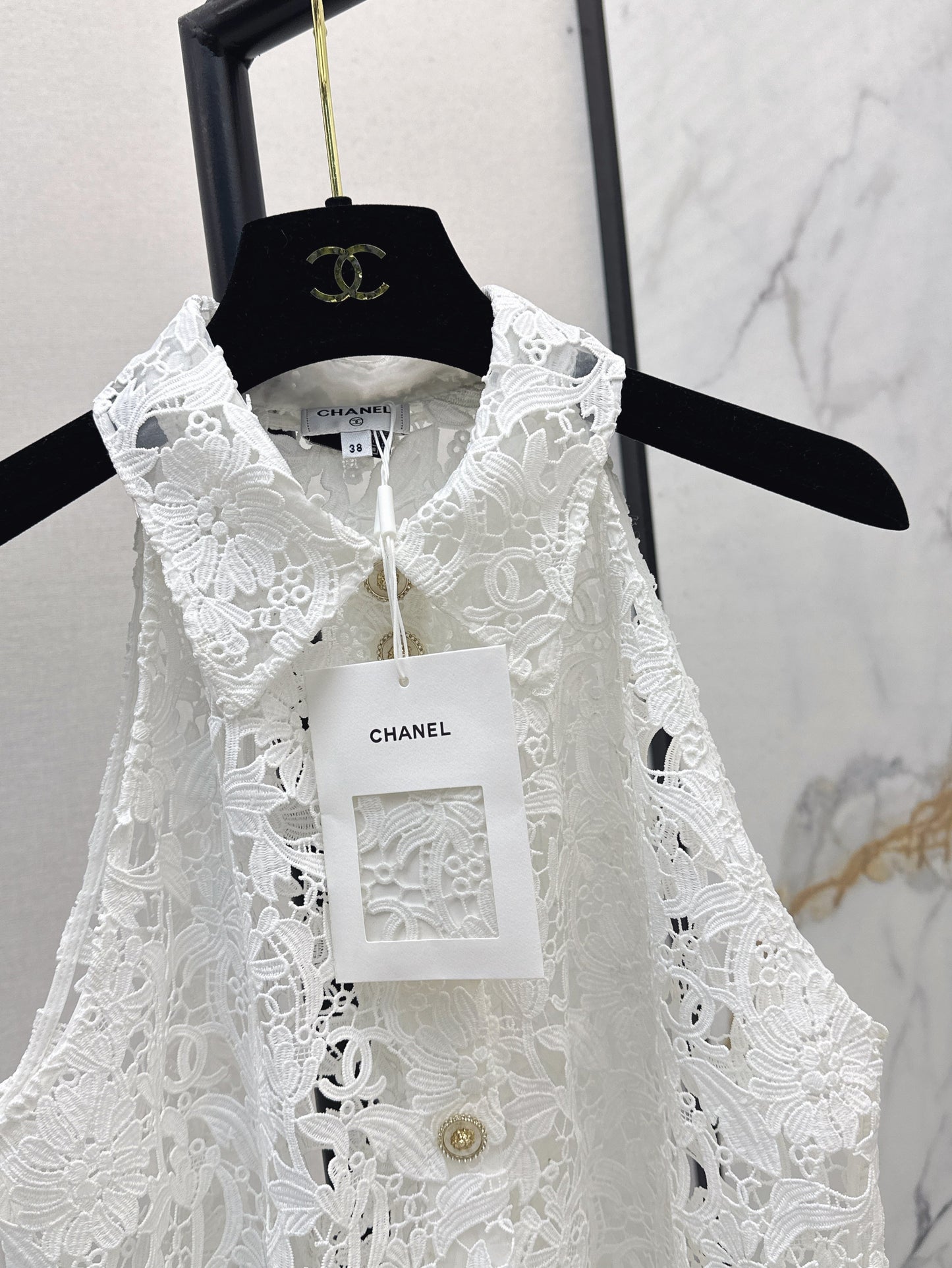 25ss hollow embroidered pattern cardigan vest