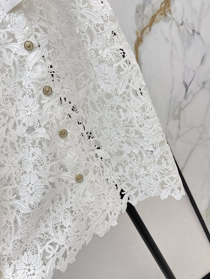 25ss hollow embroidered pattern cardigan vest
