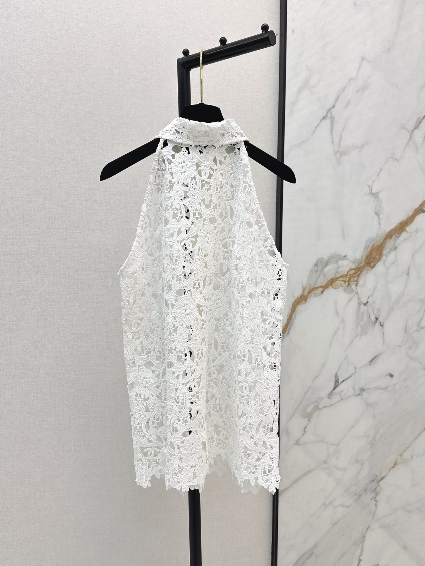 25ss hollow embroidered pattern cardigan vest