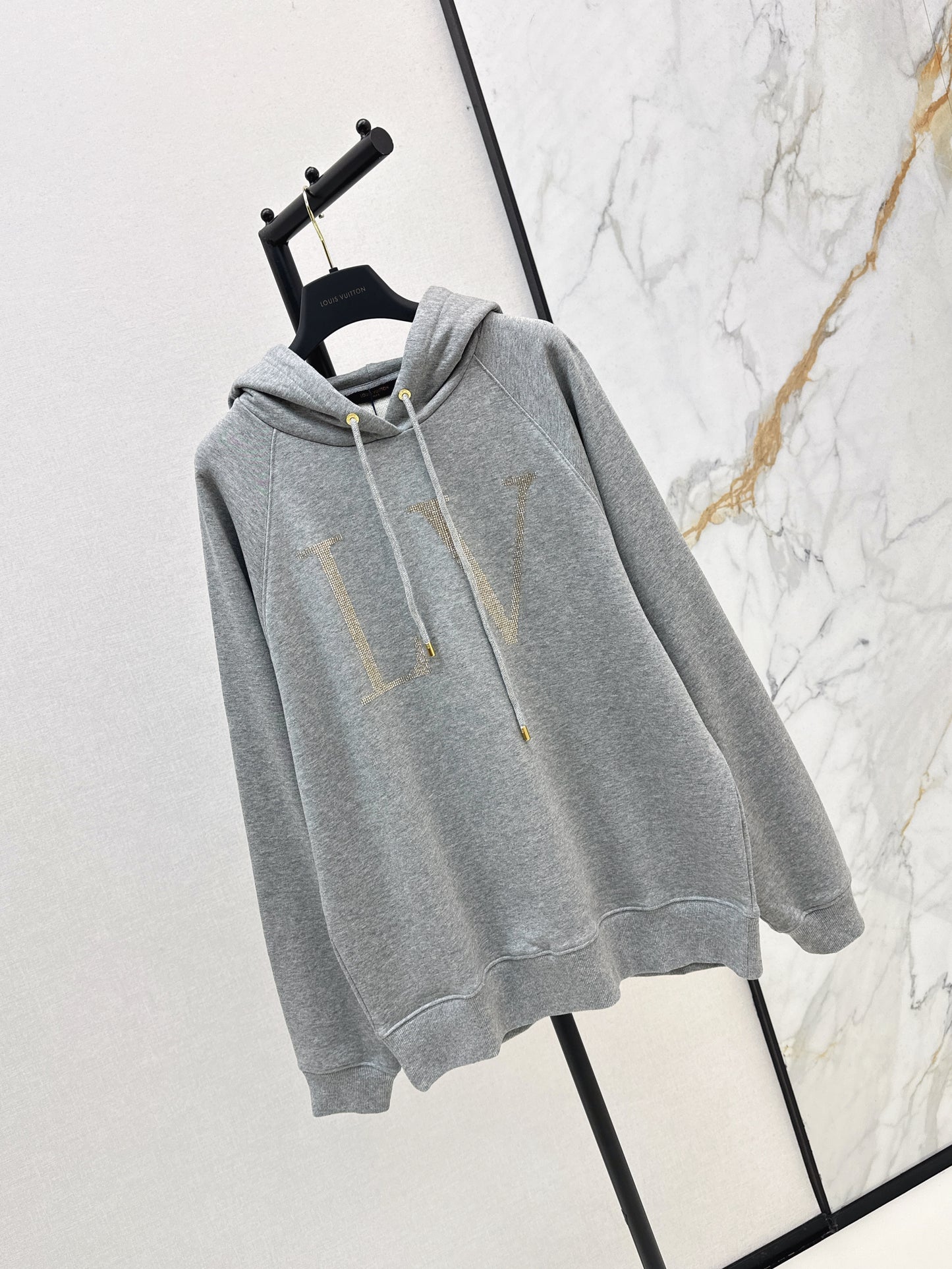 25ss rhinestone logo hoodie