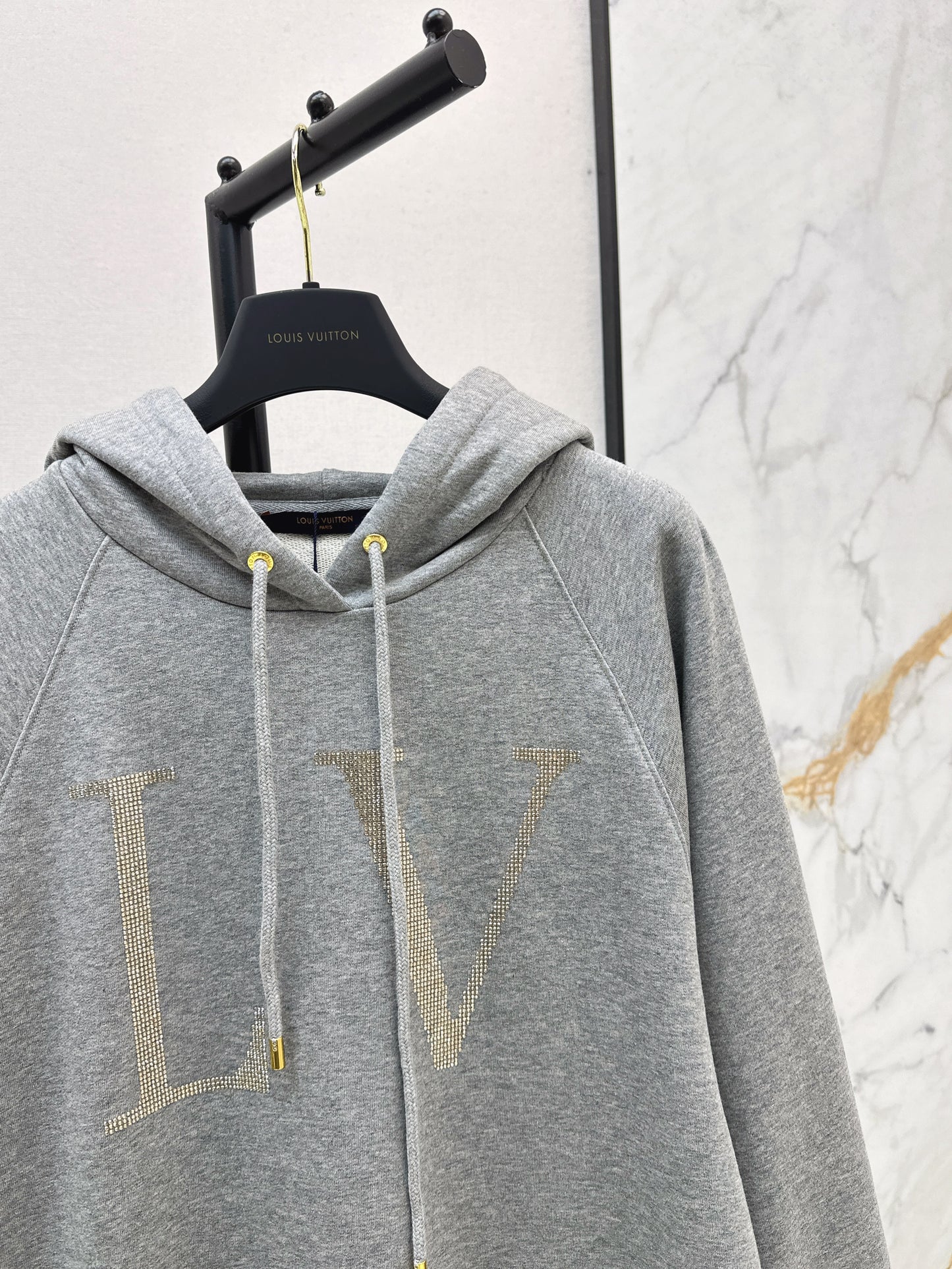 25ss rhinestone logo hoodie