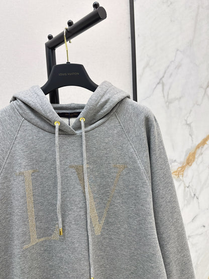 25ss rhinestone logo hoodie