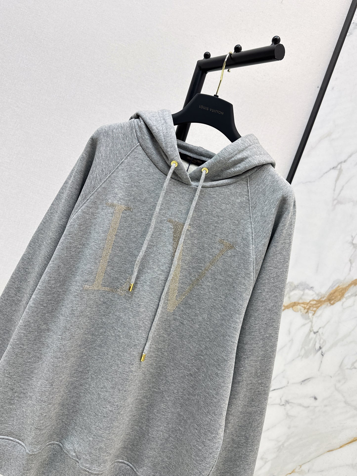 25ss rhinestone logo hoodie