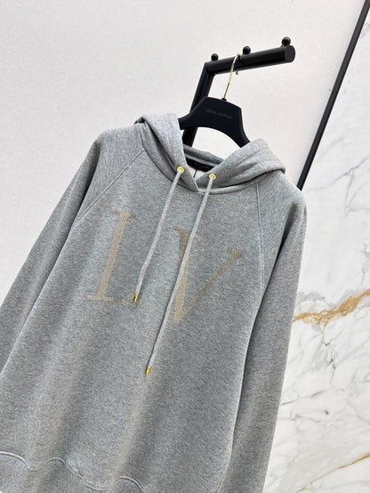 25ss rhinestone logo hoodie