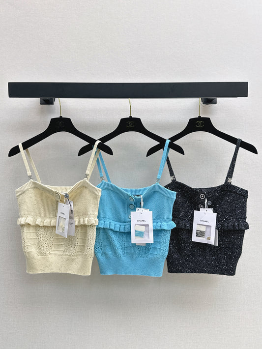 25ss knitted layered lace camisole