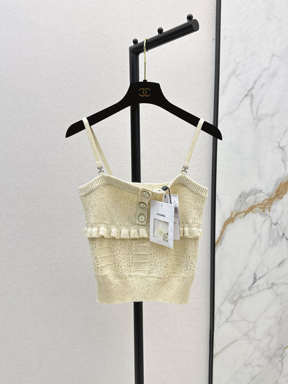 25ss knitted layered lace camisole