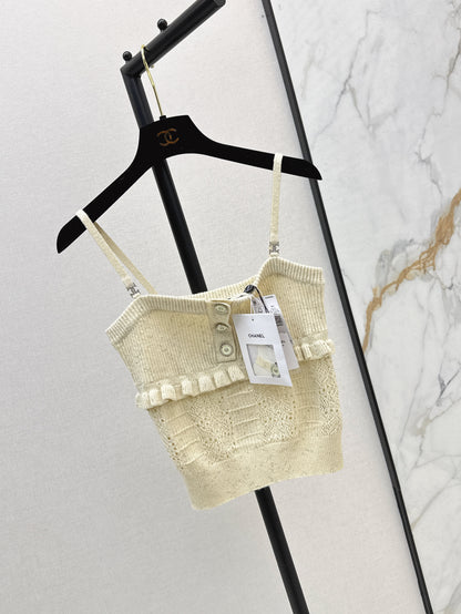 25ss knitted layered lace camisole