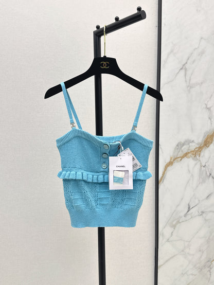 25ss knitted layered lace camisole
