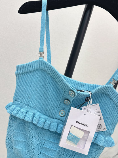 25ss knitted layered lace camisole