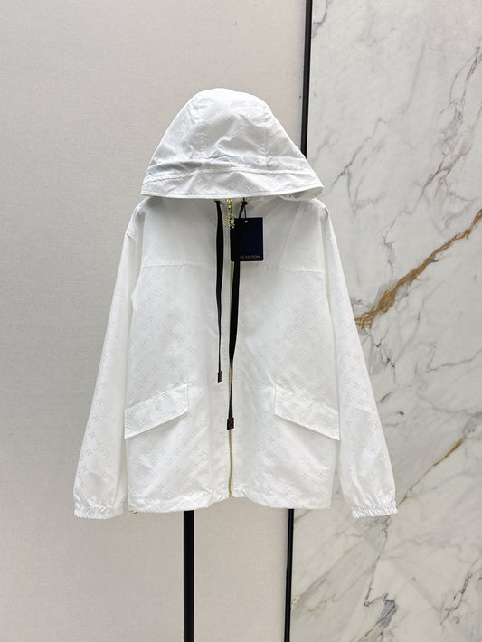 25ss White Classic Monogram Hooded Jacket