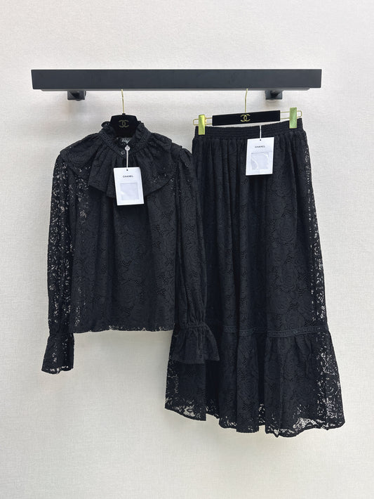 25ss Lace shirt + lace long skirt