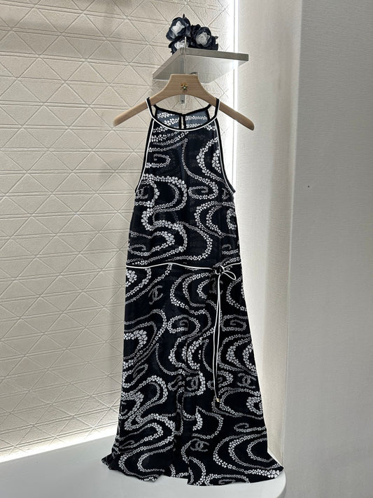 25ss printed halterneck dress